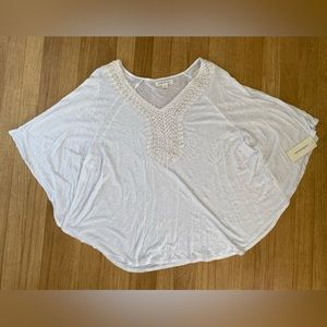 JOHN PAUL RICHARD Bat Wing Embellished White Boho Blouse Size L